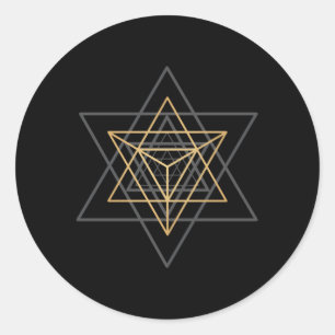 Sticker Rond Géométrie sacrée Star Tetrahedron Merkaba