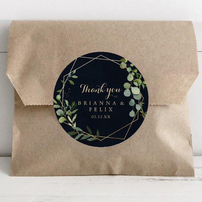 Sticker Rond Géométrique Bleu Vert Merci mariage Faveur (Créateur téléchargé)