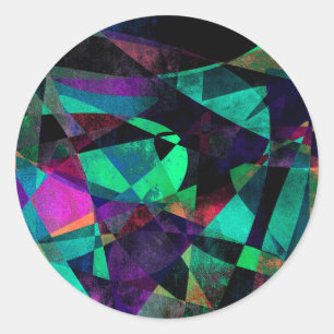 Sticker Rond Géométrique, Colorée, Grungy Art Abstrait