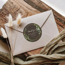 Sticker Rond Géométrique Gold Brown Merci de mariage Faveur