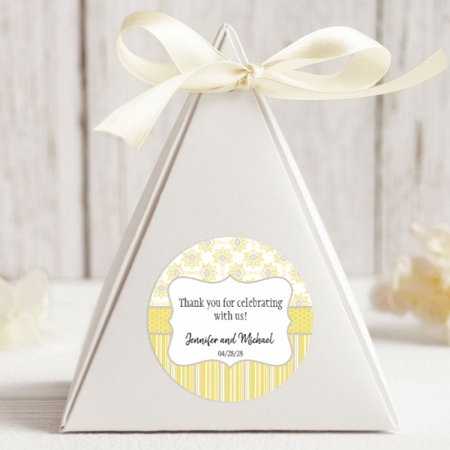 Sticker Rond Géométrique jaune et gris (Créateur téléchargé)