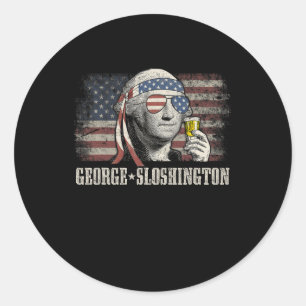 Sticker Rond George Sloshington Washington Drôle 4 juillet Us