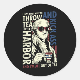 Sticker Rond George Washington Jetant Tea Kick 4 juillet