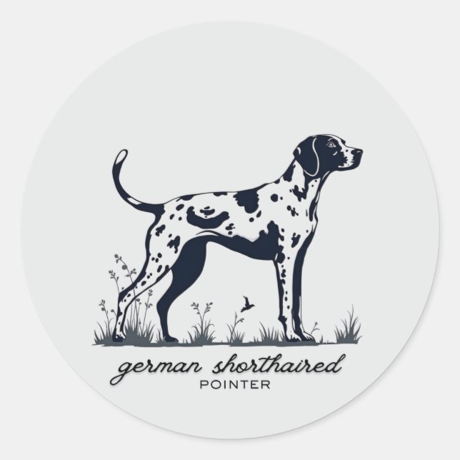 Sticker Rond German Shorthaired Pointer Pointing Silhouette (Devant)
