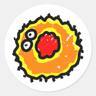 Sticker Rond Germe de dessin à bouche rouge