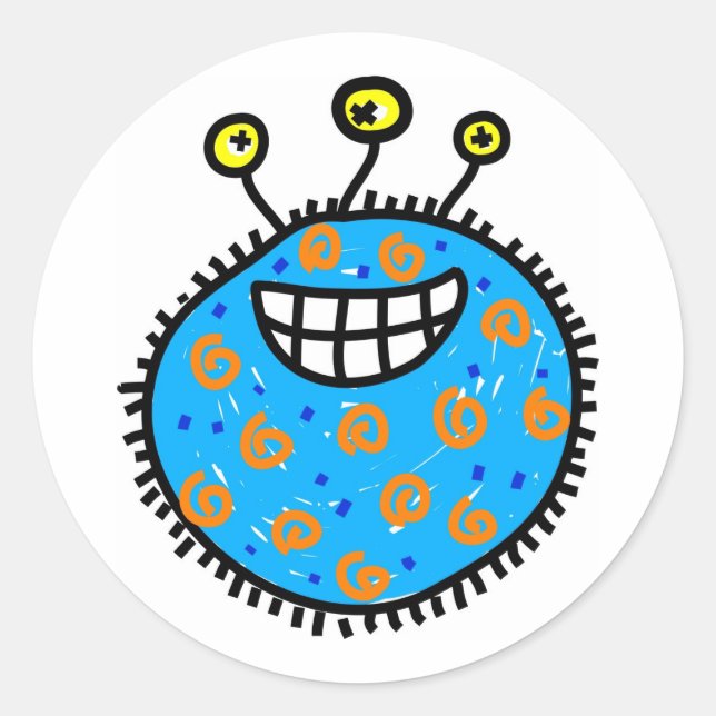 Sticker Rond Germe de dessin bleu (Devant)