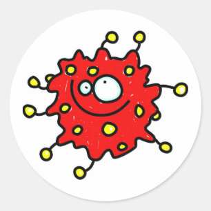 Sticker Rond Germe de dessin rouge
