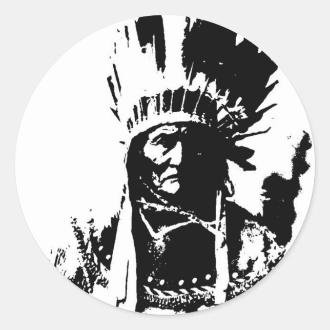 Sticker Rond Geronimo noir et blanc (Devant)