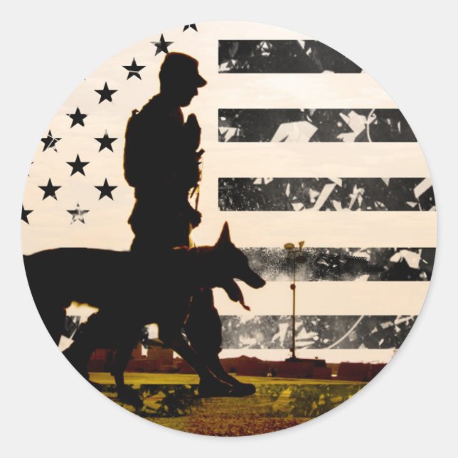 Sticker Rond Gestionnaire de chiens de travail K-9 (Devant)
