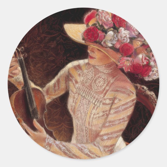 Sticker Rond "Getting in Tune" par Sue Halstenberg (Devant)