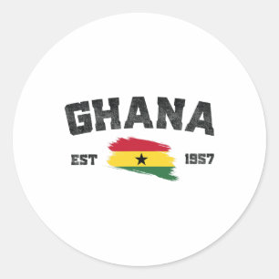 Sticker Rond Ghana Est. Jour de l'indépendance du drapeau ghané