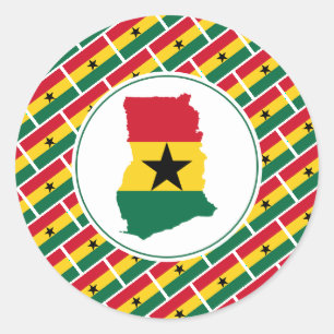 Sticker Rond GHANA FLAG Carte ghanéenne Patriotique élégant