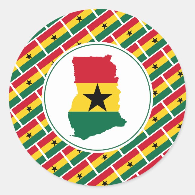 Sticker Rond GHANA FLAG Carte ghanéenne Patriotique élégant (Devant)