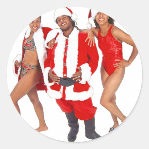 Sticker Rond Ghetto Père Noël et ses elfes du capot