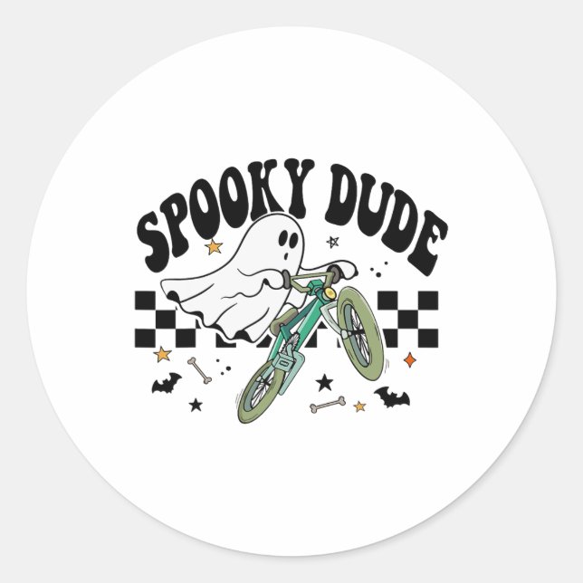 Sticker Rond Ghost Cyclisme Vélo Retro Halloween Party C (Devant)