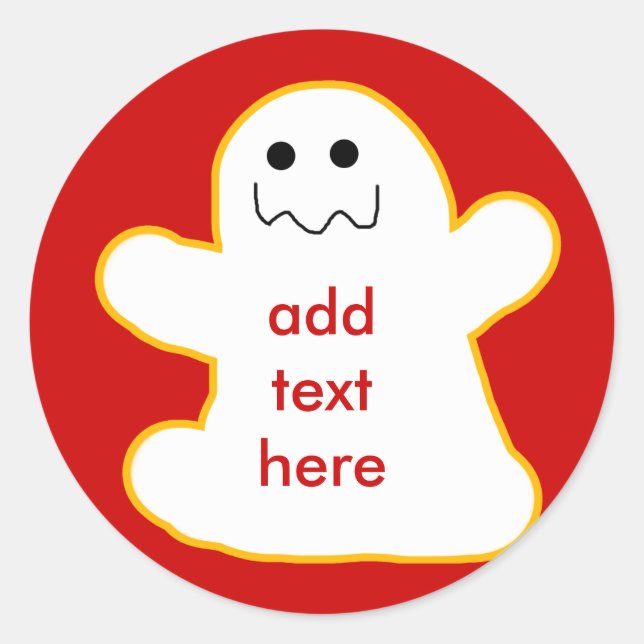 Sticker Rond Ghost mignon Ajouter votre propre légende ou votre (Devant)