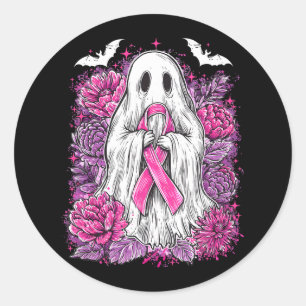 Sticker Rond Ghost Ribbon Sensibilisation au cancer du sein Hal