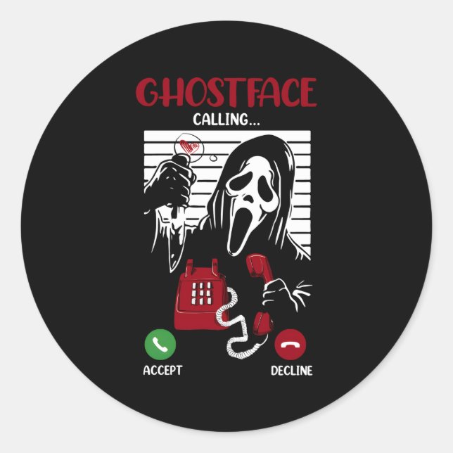 Sticker Rond Ghostface Appelle Halloween Ghost Effrayer pour (Devant)