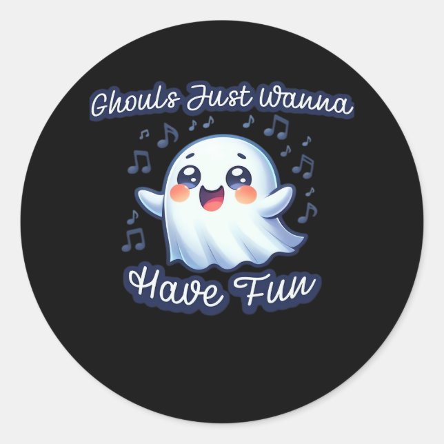 Sticker Rond Ghouls veut juste s'amuser Sloth & Slogan (Devant)