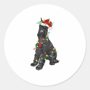Sticker Rond Giant Schnauzer Lover Xmas Père Noël Giant Schnauz