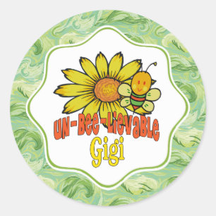 Sticker Rond Gigi Tournesol et abeilles incroyables