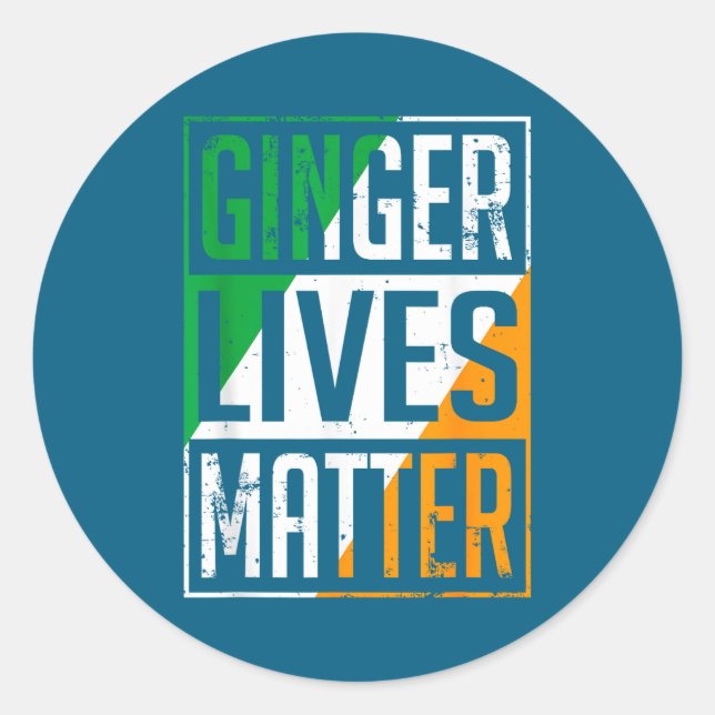 Sticker Rond Ginger Lives Irish Flag St Patricks Day Redhead Me (Devant)