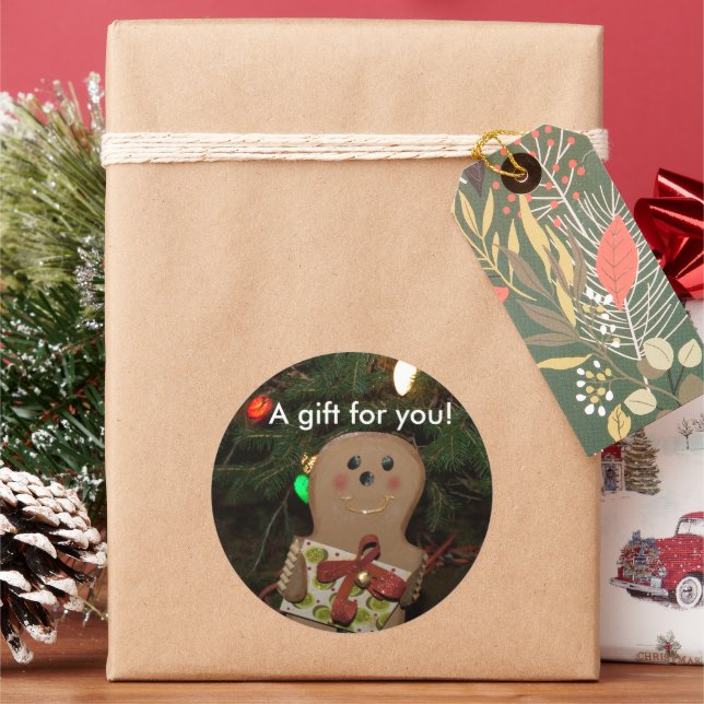 Sticker Rond Gingerbread Homme cadeau pour vous (vacances)