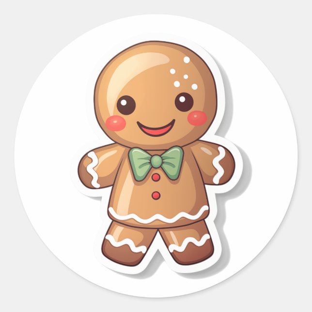Sticker Rond Gingerbread Hommes de voeux (Devant)