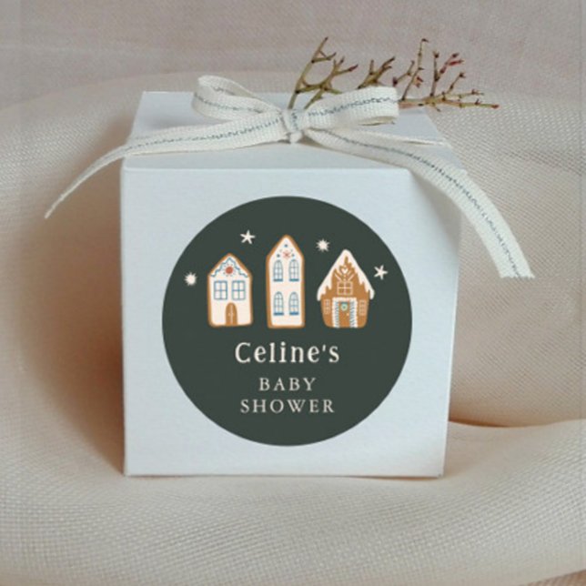 Sticker Rond Gingerbread House Boy Baby Shower Favor (Créateur téléchargé)