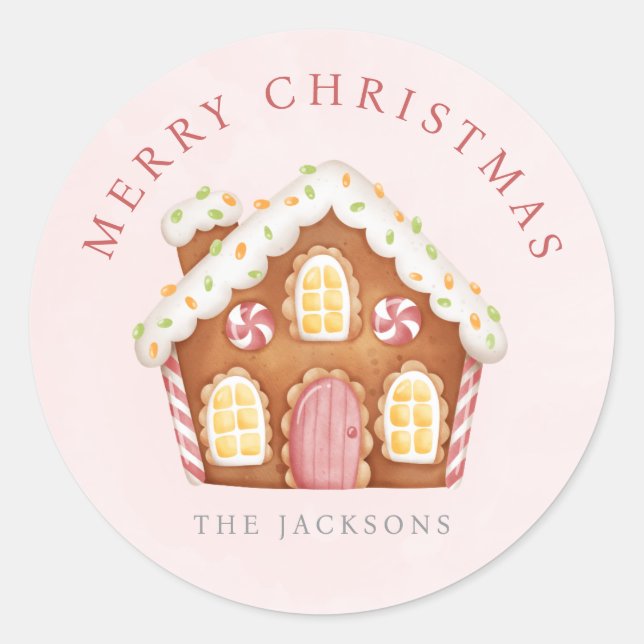Sticker Rond Gingerbread House Christmas (Devant)