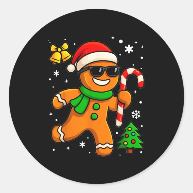 Sticker Rond Gingerbread Man Funny Christmas Cookie Costume Bak (Devant)
