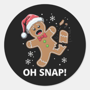 Sticker Rond Gingerbread Man Oh Snap Christmas Funny Cookie