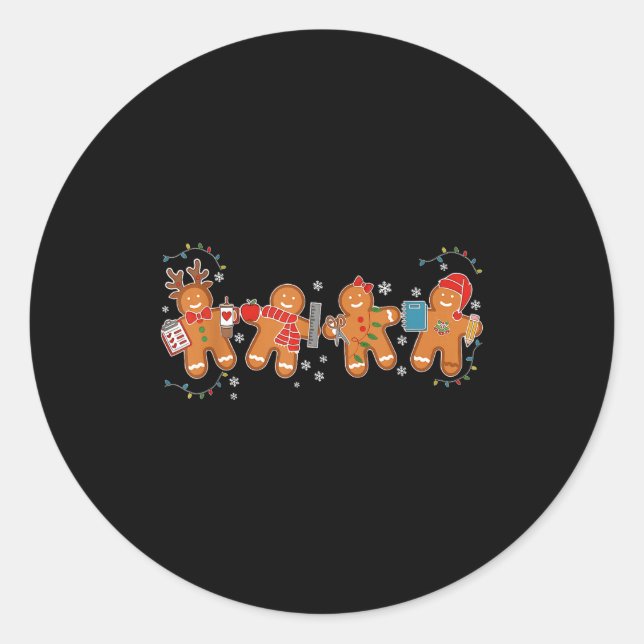 Sticker Rond Gingerbread Teacher Holiday For Teacher Staff Chri (Devant)