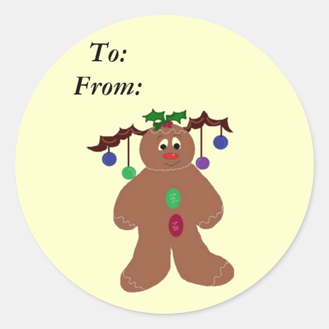 Sticker Rond Gingerbreadman (Devant)