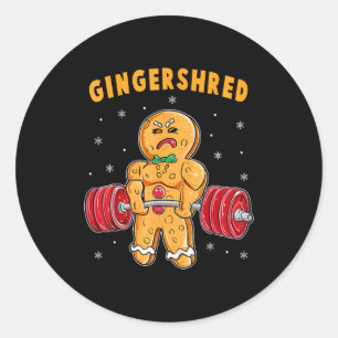 Sticker Rond Gingershred Drôle Bonhomme en pain d'épices Gymnas