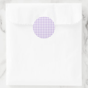 Sticker Rond Gingham Classique Lavande Douce