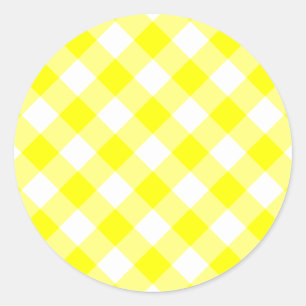 Sticker Rond Gingham jaune et blanc