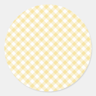 Sticker Rond Gingham Rétro Jaune Canari