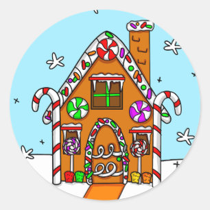 Sticker Rond Gingpain Maison Noël
