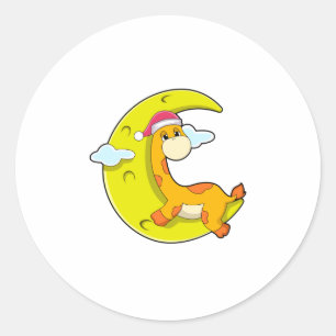 Sticker Rond Girafe au coucher de la lune