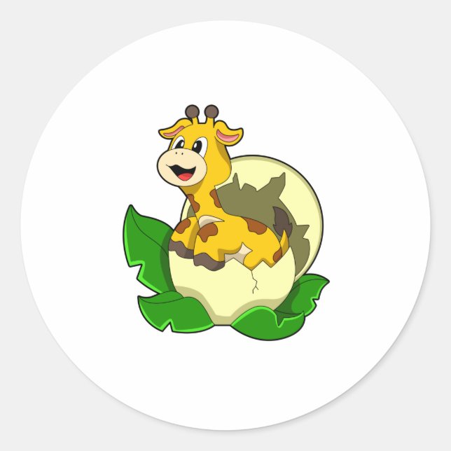 Sticker Rond Girafe aux feuilles et oeufs (Devant)