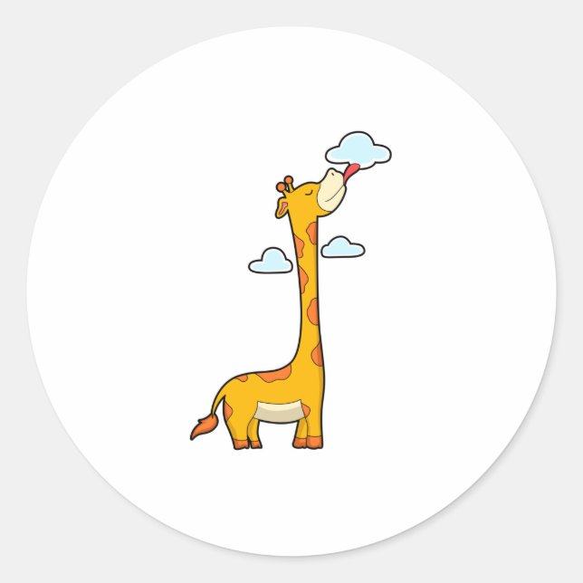 Sticker Rond Girafe aux nuages (Devant)