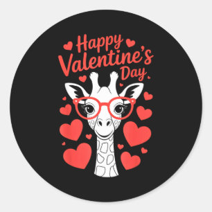 Sticker Rond Girafe avec cœur Gles Célébration de l'amour de la