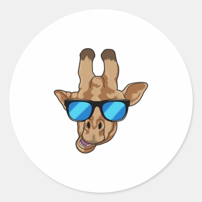 Sticker Rond Girafe avec lunettes de soleil (Devant)