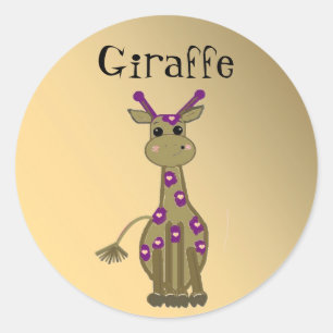 Sticker Rond Girafe de dessin animé