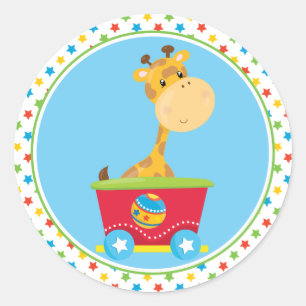 Sticker Rond Girafe du train   de cirque