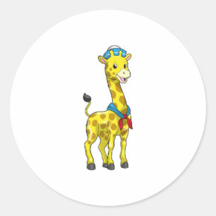 Sticker Rond Girafe en voile avec casquette de voile