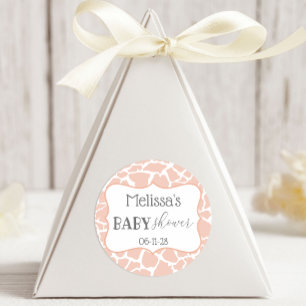 Sticker Rond Girafe fille bébé rose
