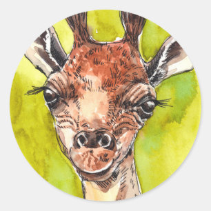 Sticker Rond Giraffe