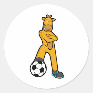 Sticker Rond Giraffe au Sport avec balle de football